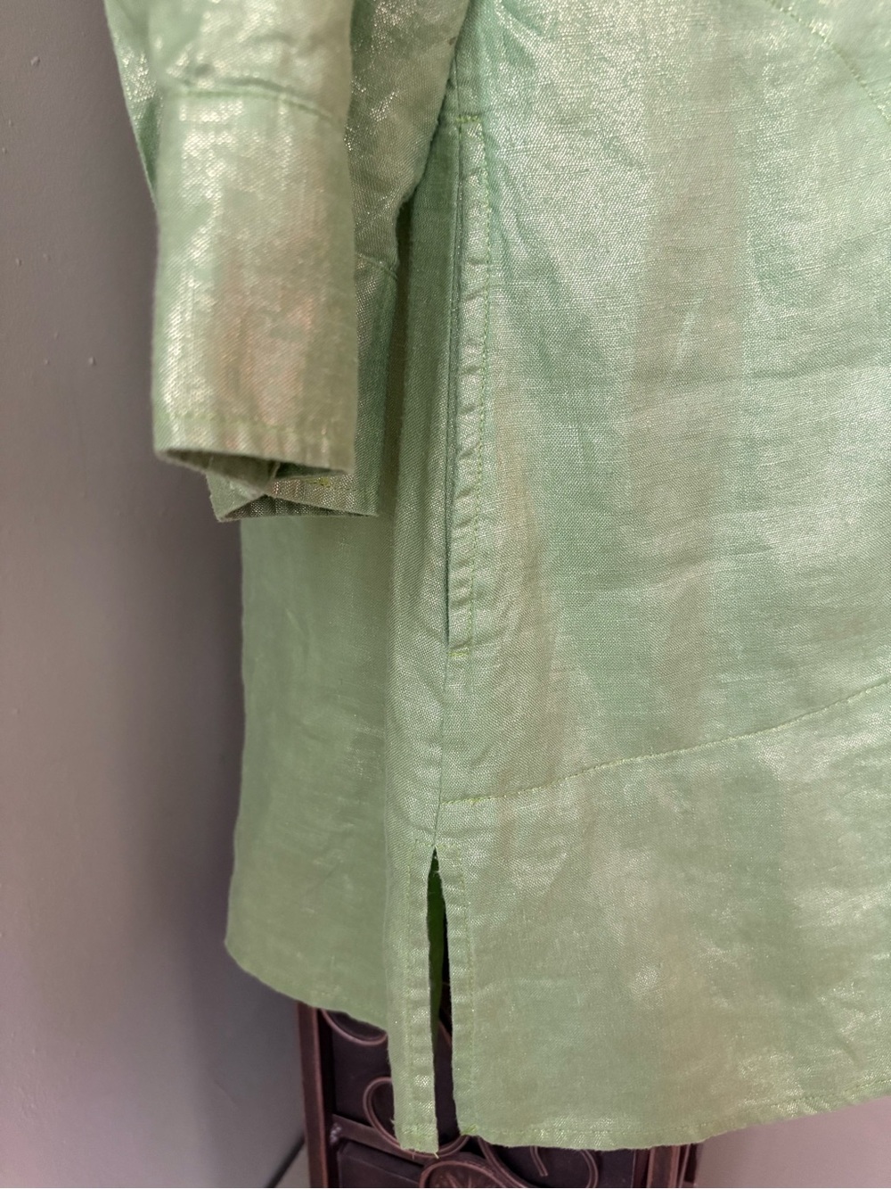 Jones New York Light Green Tunic Top Sz 10 classy monochrome - Picture 5 of 13